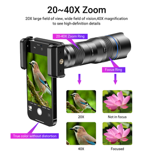 Kit de trépieds téléobjectifs en métal avec zoom <span class=keywords><strong>20</strong></span>-<span class=keywords><strong>40X</strong></span> HD pour prise de vue, compatible iPhone 15, pour concerts, lune et utilisation externe sur support de sol - Product Image 5
