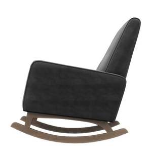 Elegant Modern Demetrius Dark <b>Grey</b> Fabric Rocking Chair with Solid Wood <b>Frame</b> Durable & Portable for Living Room Bedroom Dining - Product Image 6