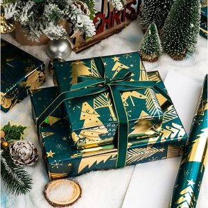 MAYPLUSS <b>Wrap</b> <b>Paper</b> <b>Roll</b> 17 Inch X 33 Feet Metallic Green Christmas Gift Wrapping Eco-Friendly Craft Use - Product Image 1