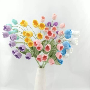 Bouquet de fleurs artificielles en coton tricoté lavable fait main, style <span class=keywords><strong>boutique</strong></span>, fleurs au crochet, lys de vallée - Product Image 2