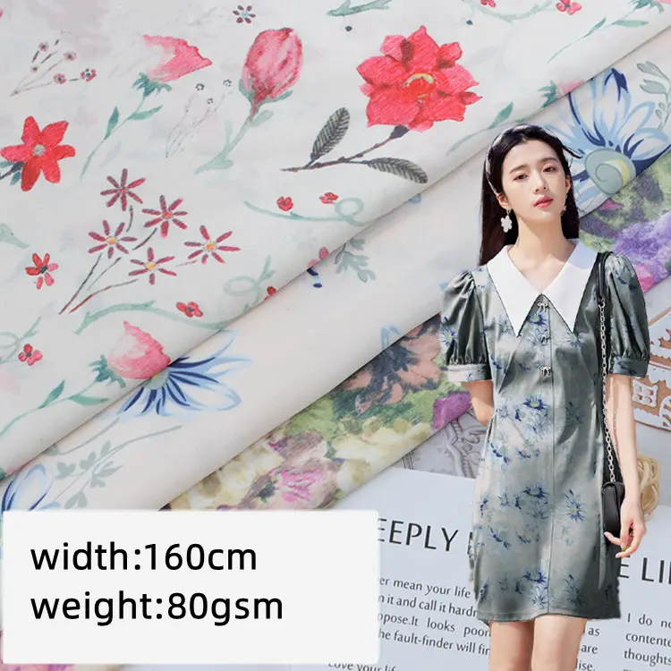 Ultimo Design moda 100% poliestere floreale stampa digitale tessuto Chiffon per le donne vestito