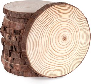 Tranches de bois non finies écologiques rondes artisanales en bois rustique bricolage sous-verre en bois rond avec écorce pour l'artisanat de bricolage - Product Image 5