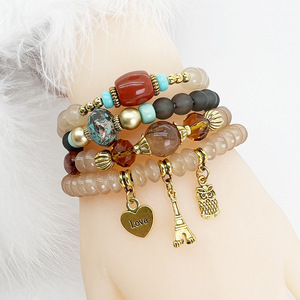 Conjunto de Pulseras Bohemias Blancas con Cuentas para Mujer, con Dije de Corazón de la Torre Eiffel Chapado en Oro - Product Image 4
