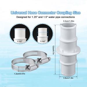2pcs Stainless Steel <b>Hose</b> Clamps 1-1/4" or 1-1/2" <b>Hose</b> Adapter Pool <b>Hose</b> Connector Fittings for Swimming Pool <b>Vacuum</b> Cleaners - Product Image 2