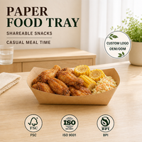 Barquette alimentaire en papier recyclable pour la vente en gros, boîte à frites jetable, conteneur alimentaire en papier imprimé sur mesure, barquette à frites