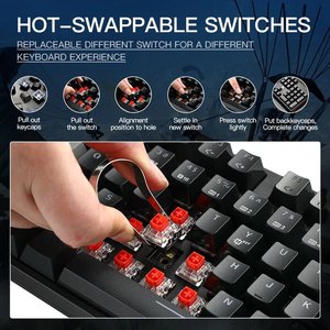 104 key ABS keycap RGB Backlit Ergonomic USB có dây hot swappable đỏ trắng nâu chuyển đổi cơ khí Bàn phím chơi game cho máy tính để bàn - Product Image 5