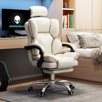 Chaise de bureau ergonomique à dossier haut avec cadre métallique, repose-pieds réglable, pivotante, pour chambre, bureau à domicile, longues heures de travail