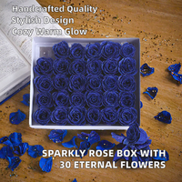 Roses séchées carrées en gros, fleurs décoratives, boîte de 30 têtes de roses scintillantes, fleurs éternelles, cadeau de rentrée scolaire, pour petite amie, épouse