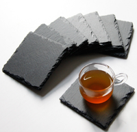 Sous-verres carrés en ardoise noire à bord naturel, écologiques, gravables, pour les fêtes, les bars et la maison