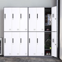Armoire métallique moderne à deux portes bicolore, casier à vêtements en acier avec tringle de suspension et étagères réglables pour la maison