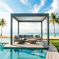 Pergola autoportante extérieure en alliage d'aluminium, écologique et durable, design moderne, pour jardin et villa, fabrication OEM&ODM sur mesure