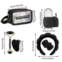 Set Alat Rias Wajah Termasuk 7-Piece Headband, Papan Gua Sha, Alat Pijat, Cetakan Es Batu, Paket Terlaris Lintas Negara