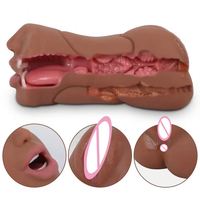 Meistverkaufte Männliche Masturbationshilfe 3-in-1 Silikon Realistische Puppen Weibliche Vaginal Mund Anal Zähne Masturbationsbecher Sexspielzeug für Männer