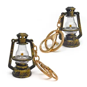 Custom Logo Simulation 3D Kerosene Lamp Key Chain Can Shape Key Holder Paraffin Lamp Keychain Giveaway Mini Gifts
