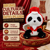 Peluche Panda Assis Personnalisée Brodé, Jouet Animal en Peluche Rouge, Décoration de Costume, Ventilateur Décoratif, OEM/ODM Disponible, Peluche Ultra Douce pour Soulagement du Stress