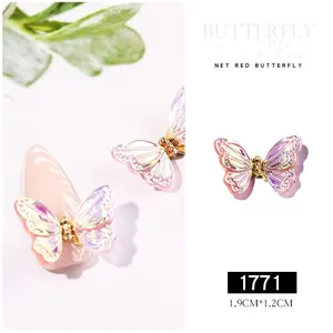 Wholesale 2024 New Design 3D Luxury Aurora Butterfly Zircon Diamond Nail Art Rhinestones DIY Nail Art Decoration Accessories