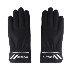 DFSG1221 กีฬาขี่จักรยานกลางแจ้ง สีดำ สีเทา สีน้ำเงินเข้ม ถุงมือแบบเต็มนิ้ว ถุงมือสะท้อนแสง ด้านในบุขนแกะ - Product Image 1