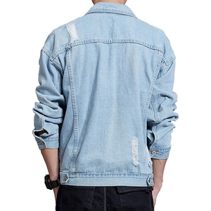 Giacca da uomo in Denim lavato <span class=keywords><strong>a</strong></span> molla blu tinta unita moda OEM personalizzata - Product Image 2
