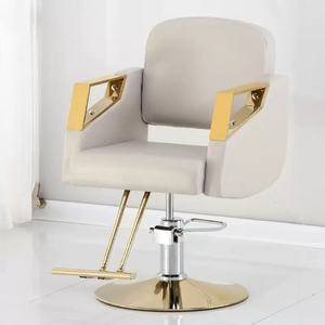 Silla de Barbería Moderna Syf con Respaldo Alto, Silla de Peluquería Hidráulica con Base Dorada para Salón de Belleza - Product Image 1
