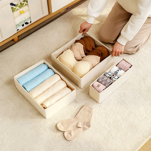 Houseware Washable Cotton Linen Foldable Closet Organizer Underwear Drawer Dividers <strong>Storage</strong> <strong>Boxes</strong> for Socks Bra <strong>Tie</strong> - Product Image 2