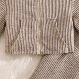 Conjunto de Roupas de 2 Peças para Meninas, Estilo Coreano, Blusa com Capuz e Zíper de Manga Longa e Calças Flare, Primavera e Outono <span class=keywords><strong>2026</strong></span> - Product Image 4