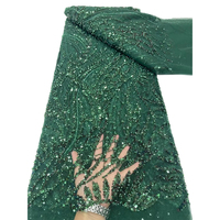 Nouveau Style de Tissus en Dentelle Filet Africaine Française NI.AI Avec Paillettes et Perles Couleur Noire pour Robe de Soirée Femme