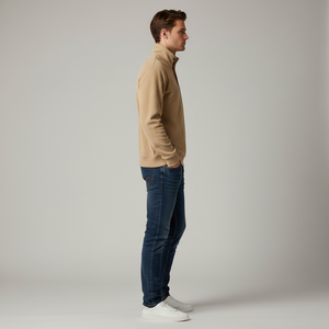 Completo Tuta Unisex Beige con Felpa Mezza Zip e Pantaloni, Outfit Casual Coordinato per Coppie, Abbigliamento Quotidiano in Velluto a Coste - Product Image 5