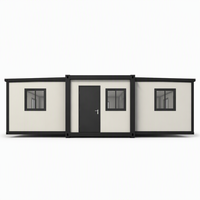 Maison conteneur moderne extensible à double aile de 20 pieds, 2 chambres, cuisine, salle de bain, 37,8 m², mini-maison préfabriquée, appartement/villa prêt à l'emploi