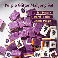Jeu de Mahjong Américain d'Halloween, 160 tuiles, tuiles de Mahjong à paillettes violettes, jeu de Mahjong à motifs personnalisés, pour cadeau de fête