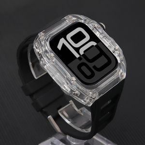 Funda de reloj <span class=keywords><strong>transparente</strong></span> <span class=keywords><strong>para</strong></span> <span class=keywords><strong>Apple</strong></span> <span class=keywords><strong>Watch</strong></span> 10 con <span class=keywords><strong>correa</strong></span> de reloj de goma fluorada <span class=keywords><strong>para</strong></span> funda protectora modificada de 42mm y 46mm - Product Image 5