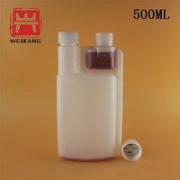 Laboratoire en plastique 100ml 250ml 500ml 1000ml conteneur de mesure Double bouteille de dosage à Double chambre bouteille à Double cou