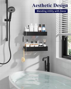 Paquete de 2 estantes organizadores de metal impermeables y adhesivos para ducha, montados en la pared, resistentes al óxido, <span class=keywords><strong>sin</strong></span> necesidad de taladrar. - Product Image 5