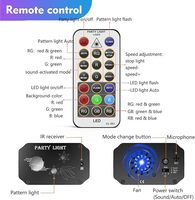 Schallaktivierter LED-Laser-Projektor mit Fernbedienung RGB DJ Disco Party Bühnenbeleuchtung