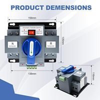 Commutateur de transfert automatique intelligent 2 pôles pour double alimentation, inverseur de source monophasé, contrôleur ATS