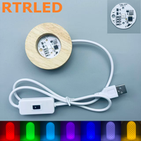 3D Kristallkugel Nachtlicht Runde Natürlich Gravierte Holz-Kristall-USB-Lampe mit Mehrfarboptionen für Heim- und Schlafzimmerdekoration