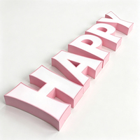 Lettres en relief personnalisées imperméables en gros, lettres LED 3D rétroéclairées roses pour enseignes de boutiques de desserts et de cafés, logo publicitaire extérieur