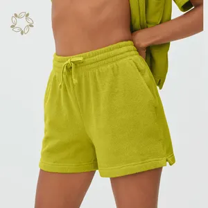 पर्यावरण के अनुकूल टेरी कपड़ा महिलाओं के शॉर्ट्स कार्बनिक कपास ताड़ना शॉर्ट्स स्थायी टेरी तौलिया Boardshort फ्रेंच टेरी शॉर्ट्स