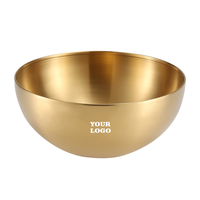 Bol mélangeur en acier inoxydable monocouche de 15 cm et 20 cm, anti-brûlure, pour cuisine domestique, grand bol de service pour salade, argent et or, vente en gros
