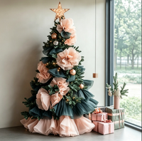 Y-029 Luxuriöser Künstlicher Weihnachtsbaum Dunkelgrüner Tüll-Rüschen-Weihnachtsbaum mit Schleifen für Heim Hotel Feiertagsdekoration