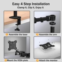 Supporto Ergonomico per Monitor Singolo con Movimento Completo, Capacità fino a 9 kg, Braccio Regolabile VESA per Schermi da 17-32 Pollici