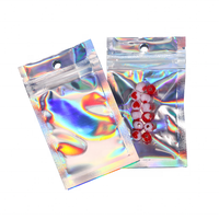 Op maat gedrukte 4x6 zilveren regenboog ziplock snackstandtas, food grade holografische verpakking voor baby- en dierenvoer, plastic zak met zip sluiting