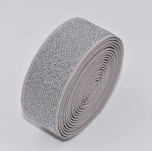 Bande élastique tissée dorée de 1 pouce, bande élastique scintillante, bande élastique argentée haute et droite - Product Image 3