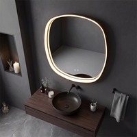 Espejo de Baño Cuadrado con Marco Dorado, Retroiluminación LED, Antivaho, Táctil, de Pared, Espejo de Vanidad Moderno y Lujoso para Decoración del Hogar, IP65, 3 Años de Garantía