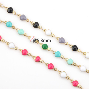 Cadena de Corazones Esmaltados Estilo Europeo de Acero Inoxidable, Cadena de Gotas Coloridas para Fabricación de Pulseras, Fornituras de Joyería H1289 - Product Image 3