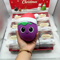 Jouet Squishy Géant en TPR pour Noël, Figurine d'Aubergine et de Boulette Anti-Stress à Presser, Ornement de Bureau de Noël, Cadeau Anti-Stress