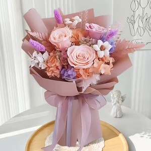 Bouquet de roses réelles préservées faites à la main, cadeau de <span class=keywords><strong>fleurs</strong></span> éternelles pour la Saint-Valentin, mariage, fiançailles, décoration de fête à domicile - Product Image 5