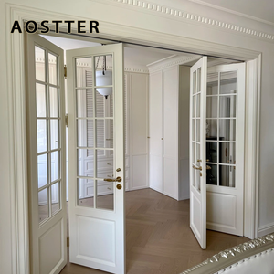 AOSTTER <span class=keywords><strong>Porta</strong></span> Pieghevole in Alluminio Stile Francese Bianco con Vetro Temperato Trasparente per Camera da Letto e Villa - Product Image 4