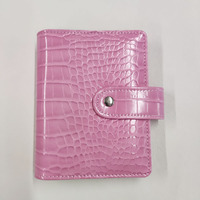 Carnet de budget A7 personnalisé en cuir PU motif crocodile, avec 6 anneaux, organiseur de monnaie et couverture pour classeur à feuilles mobiles – Vente en gros