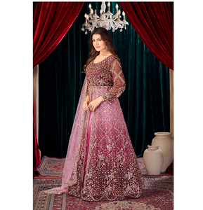Robe Anarkali Indo-Occidentale pour Femme, Tissu en Voile Doux avec Broderies Perlées, Élégante pour Fiançailles, Sangeet et Soirées, Tenue Ethnique - Product Image 2
