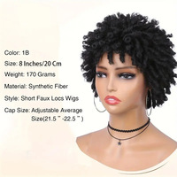 Perruque synthétique courte afro ondulée en fibre haute température, avec racine naturelle, base sans colle, pour femme, idéale pour les fêtes, le cosplay et le quotidien, 170g
